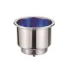 Recessed Stainless Steel Glass/Can Holder - Blue LED, Color: Blue
