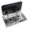 Unité de plaque de cuisson encastrée avec couvercle en verre - 2 brûleurs - 530x326mm