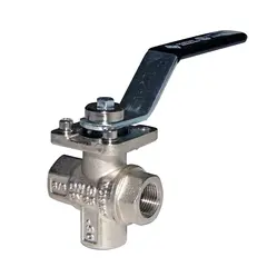 Three Ways Brass Ball Valve - 1"1/2, Thread: F1"1/2