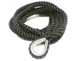 Black Mooring Rope with Thimble MT - 14mm - 7m