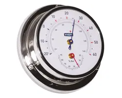 Polished Stainless Steel Thermo-hygrometer - 97mm