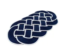 Welcome Rope Mat - 600x330mm - Blue-White, Color: Blue and white