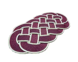 Welcome Rope Mat - 600x330mm - Bordeaux-Natural