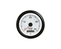 Tachometer with Hours Counter - 4000 RPM - White