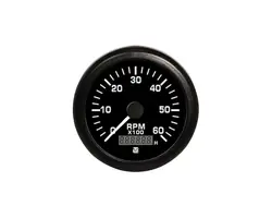 Tachometer with Hours Counter - 6000 RPM - Black