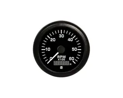 Tachometer with Hours Counter - 6000 RPM - Black, Color: Black