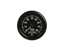Tachometer with Hours Counter - 8000 RPM - Black