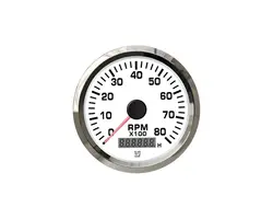 Tachometer with Hours Counter - 8000 RPM - Chromed, Color: Chrome