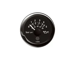 Engine Oil Pressure Gauge - 5 Bar - Black