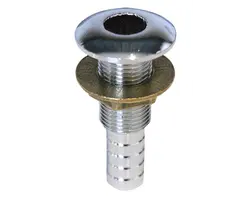 Chromed Brass Through-hull - 1/2" x 65mm, For hose diameter, mm: 16, Thread: 1/2"