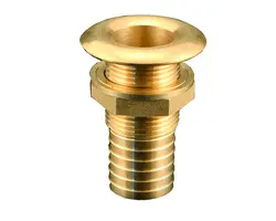 Polished Brass Through-hull - 3/4" x 64mm, For hose diameter, mm: 25, Thread: 3/4"