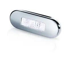 Lampe de marche oblongue LED en acier poli blanc 12-24V 0,5W