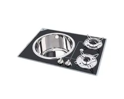 Glass Built-in Hob Unit - 2 Burners - 600×420mm with Hole for Sink