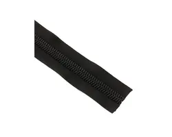 Black Nylon 10mm Spiral Zipper with Metal Slider - 0.5m