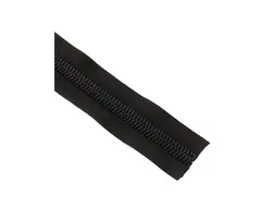 Black Nylon 10mm Spiral Zipper with Metal Slider - 5m