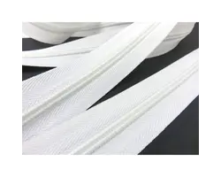 White Nylon 10mm Spiral Zipper with Metal Slider - 0.5m