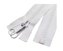 Fermeture Éclair en Nylon Blanc de 10mm avec Curseur en Moulage sous Pression - 0,5m