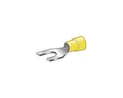 Bornes à fourche isolées jaunes - 6,3 mm