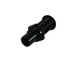 PVC Black Through-hull Hose Connector - 22mm, Color: Black