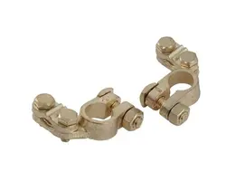 Double Clamp Brass Battery Terminal - Pair