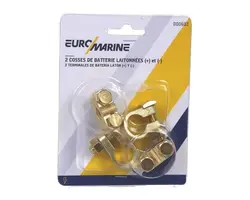 Double Clamp Brass Battery Terminals - Pair