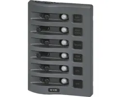 Weatherdeck IP67 Panel with Fuse - 6 Switches Grey