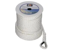 White Polyester Mooring Rope - 14mm - 50m