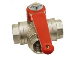 L-Shaped Brass Ball Valve - 3-Way FFF - 1"