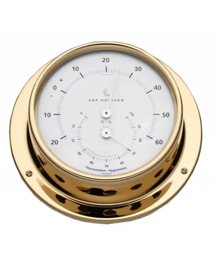 Polished Brass Thermo-hygrometer - 88mm
