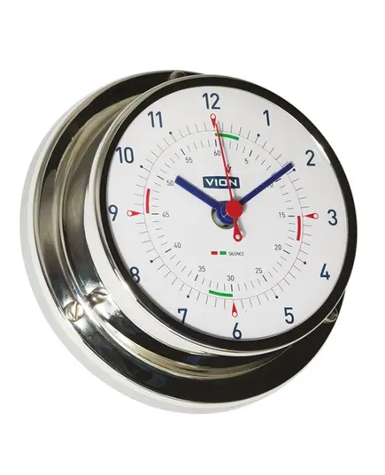Polished Stainless Steel Clock with Silent Zone - 97mm