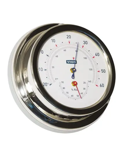 Polished Stainless Steel Thermo-hygrometer - 127mm