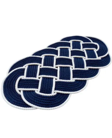 Welcome Rope Mat - 600x330mm - Blue-White