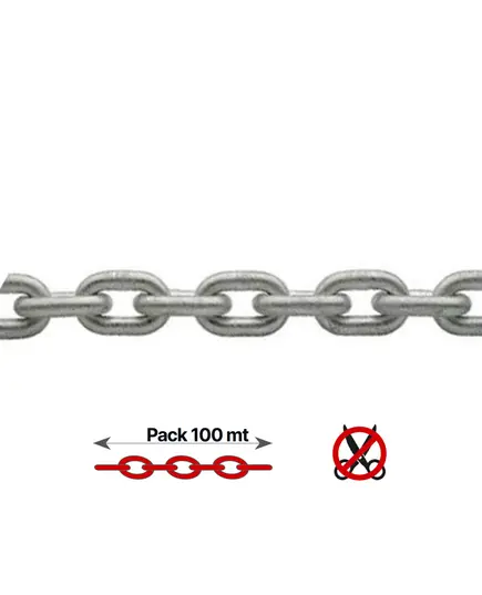 Galvanized Calibrated Chain - 12mm - 100m, Chain  Ø, mm: 12