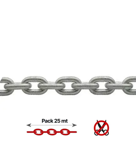 Galvanized Calibrated Chain - 6mm - 25m, Chain  Ø, mm: 6