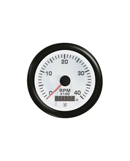 Tachometer with Hours Counter - 4000 RPM - White