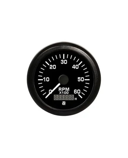 Tachometer with Hours Counter - 6000 RPM - Black