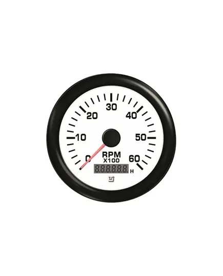 Tachometer with Hours Counter - 6000 RPM - White