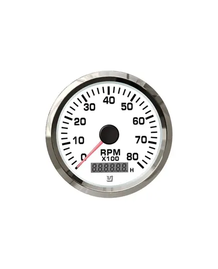 Tachometer with Hours Counter - 8000 RPM - Chromed