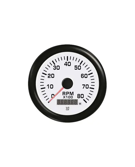 Tachometer with Hours Counter - 8000 RPM - White