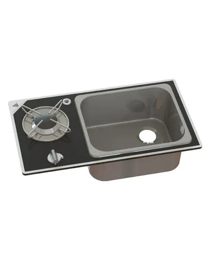 Glass Built-in Hob Unit - 1 Burner - 550x300mm with Hole for Sink