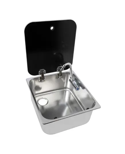 Rectangular Sink - 352×322mm with Glass Cover & Water Tap