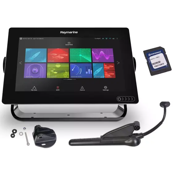 AXIOM 9 Touch avec sonar 3D RealVision intégré, transducteur CPT-100 DVS et téléchargement de carte Navionics+ SMALL.