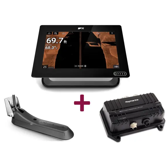 AXIOM+ 9 Touch avec sondeur RealVision 3D intégré, transducteur RV-100 et AIS 700
