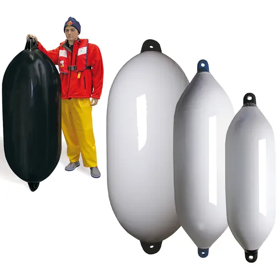Mega Reinforced Inflatable Twin Eye Fender diameter 35 cm - White and Blue, Length, cm: 110, Diameter, cm: 35