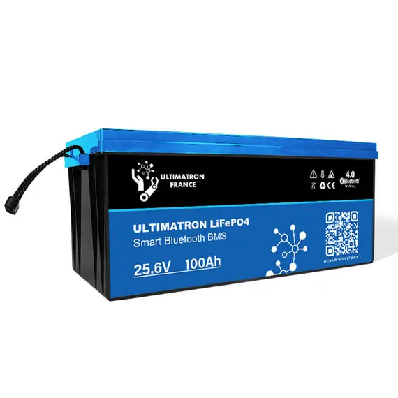 Batterie lithium Ultimatron LiFePO4 25,6V 100Ah avec Bluetooth et BMS intelligent intégré., 3 image Batterie lithium Ultimatron LiFePO4 25,6V 100Ah avec Bluetooth et BMS intelligent intégré., 3 image
