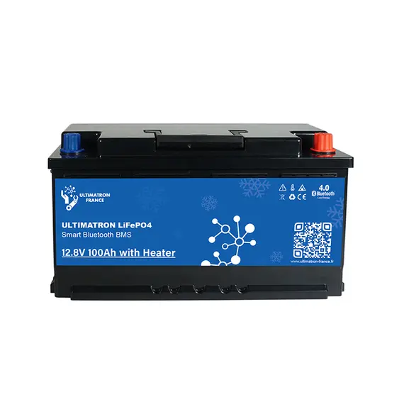 Batterie lithium Ultimatron LiFePO4 12,8V 100Ah avec Bluetooth et BMS intelligent intégré et chauffage