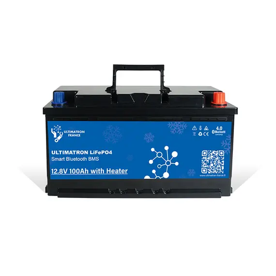 Batterie lithium Ultimatron LiFePO4 12,8V 100Ah avec Bluetooth et BMS intelligent intégré et chauffage, 2 image Batterie lithium Ultimatron LiFePO4 12,8V 100Ah avec Bluetooth et BMS intelligent intégré et chauffage, 2 image