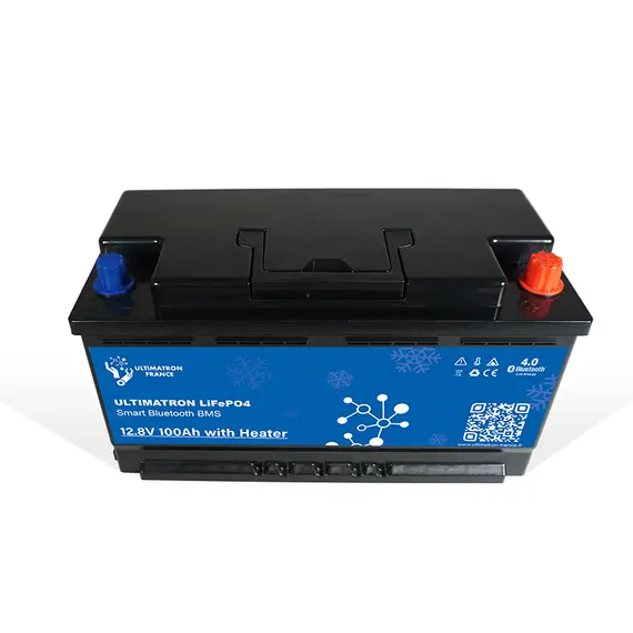 Batterie lithium Ultimatron LiFePO4 12,8V 100Ah avec Bluetooth et BMS intelligent intégré et chauffage, 4 image Batterie lithium Ultimatron LiFePO4 12,8V 100Ah avec Bluetooth et BMS intelligent intégré et chauffage, 4 image