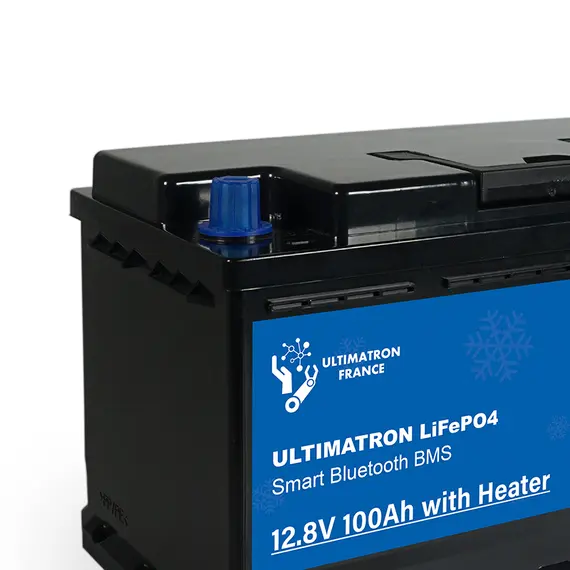 Batterie lithium Ultimatron LiFePO4 12,8V 100Ah avec Bluetooth et BMS intelligent intégré et chauffage, 7 image Batterie lithium Ultimatron LiFePO4 12,8V 100Ah avec Bluetooth et BMS intelligent intégré et chauffage, 7 image