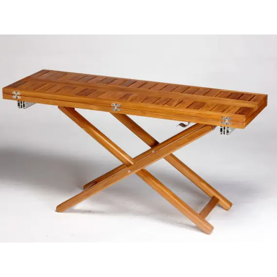 Table en teck à double hauteur, 2 image Table en teck à double hauteur, 2 image